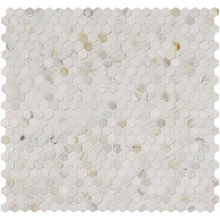 Msi Calacatta Gold Hexagon SAMPLE Polished Marble Mesh-Mounted Mosaic Tile ZOR-MD-0171-SAM